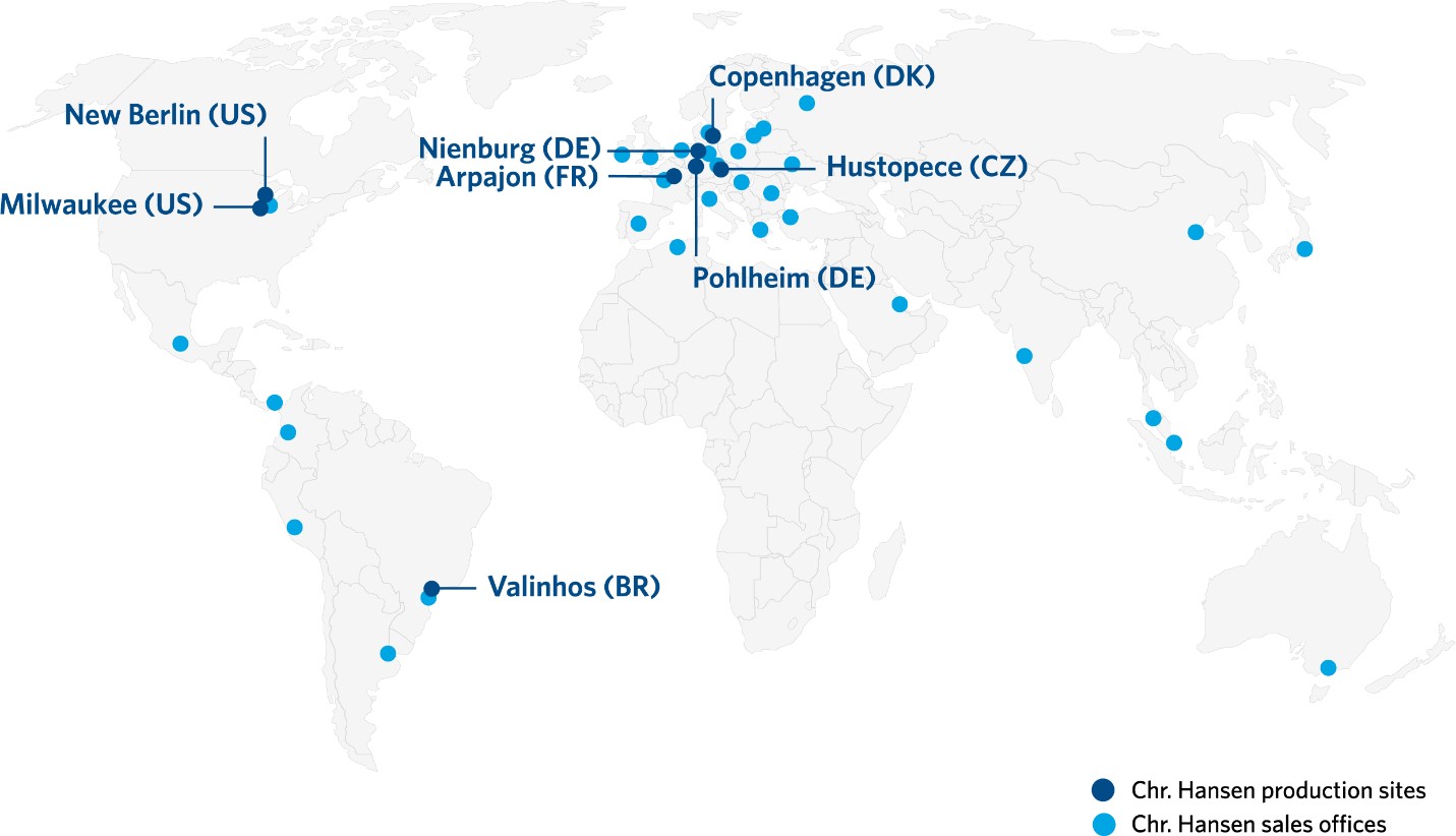 Các văn phòng của Chr. Hansen trên toàn cầu